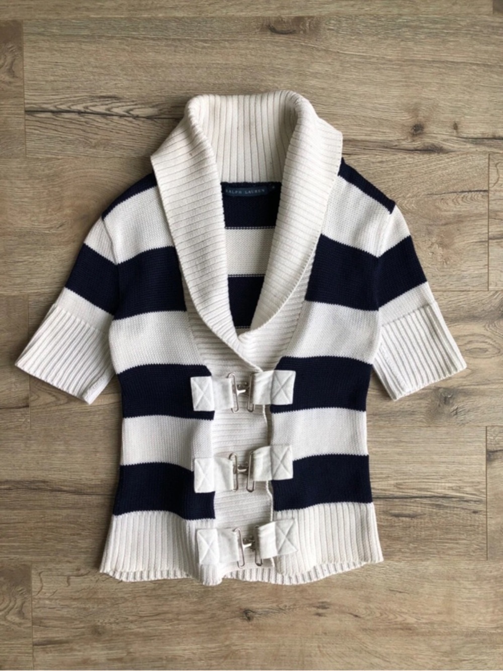 Ralph Lauren Navy & White Striped Shawl-Collar Cardigan